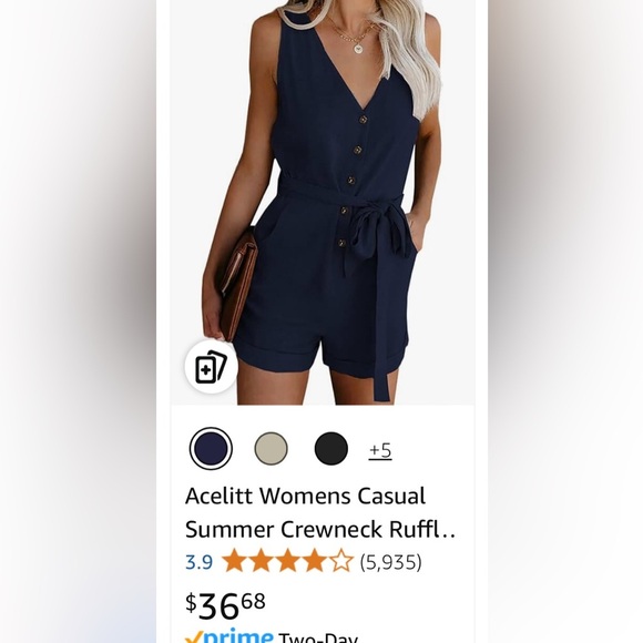 Women’s small New button Romper
-Doesn’t come with BELT - Picture 1 of 6